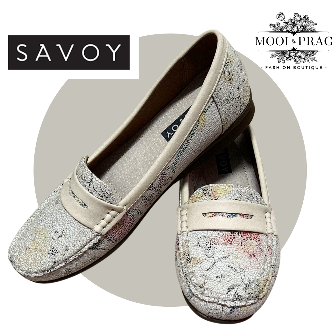Savoy Cushion Walk Beige Floral Moccasin