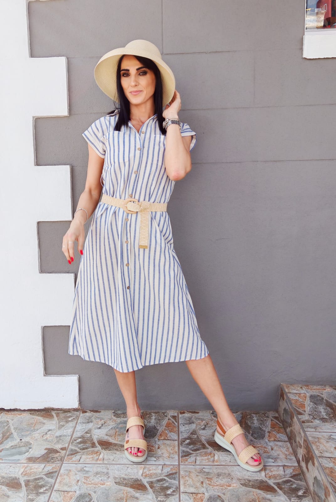 Lindi Linen-like Summer Dress incl Belt