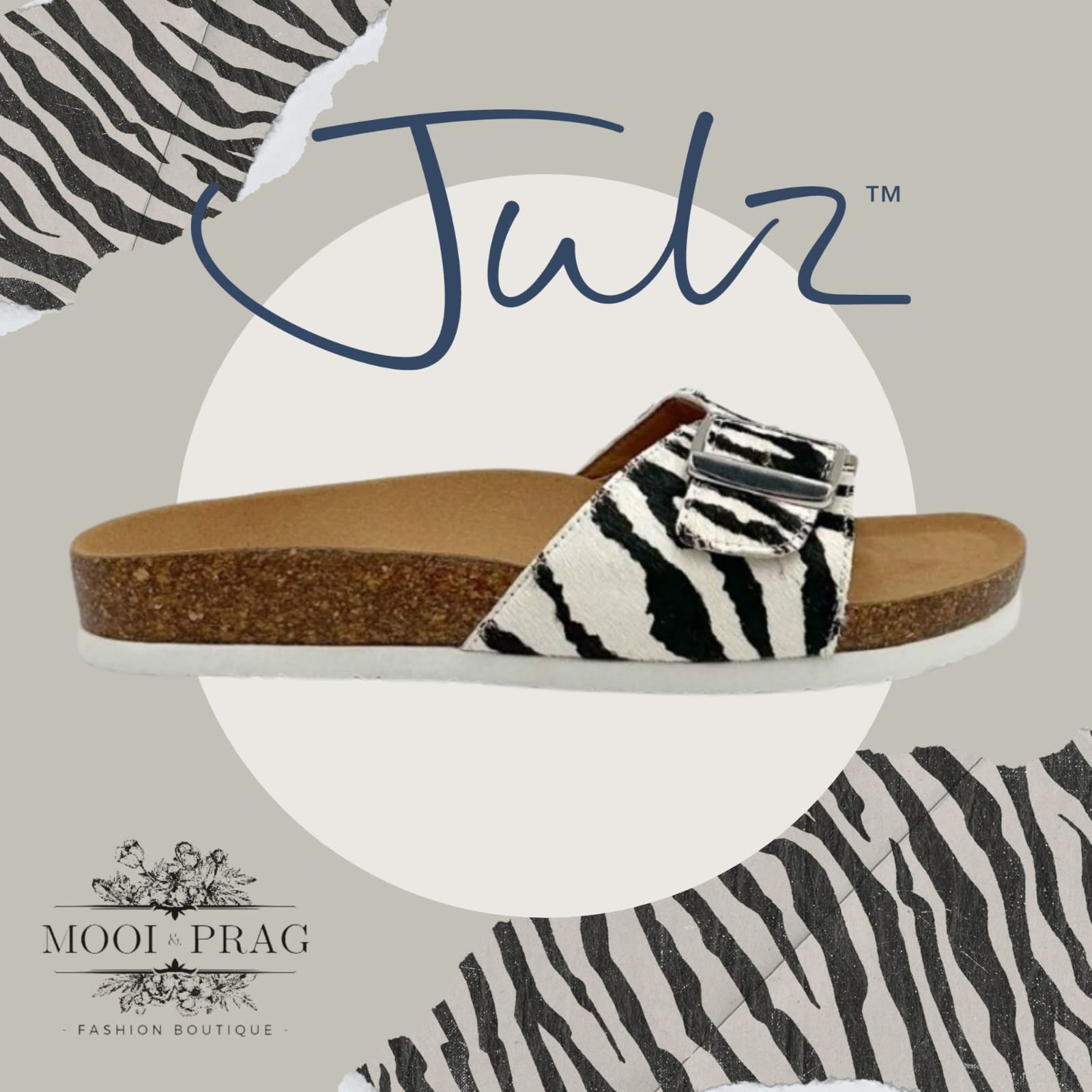 Julz Amber Leather Zebra
